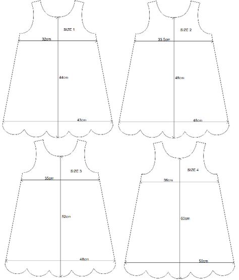 Sewing by Mrs L: A-line dress with Scalloped Hem - FREE PDF PATTERN Doll Dress Sewing Patterns Free, Pattern For Kids Dress, Dress Pattern Pdf Free, Simple Baby Dress Pattern, Download Free Pdf Sewing Patterns Dress, Kids Patterns Sewing, Kids Dress Sewing Pattern, Kids Dress Patterns Free, Infant Dress Pattern Free