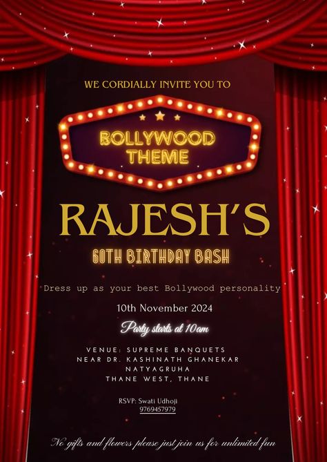 Bollywood Theme Party, Party Font, Gala Night, Bollywood Theme, Hollywood Event, Bollywood Party, Movie Themes, Welcome To The Party, Invitation Card Design