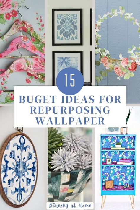 Old Wallpaper Crafts, Wallpaper Uses Home Decor, Crafts With Wallpaper, Wallpaper Scraps Projects, Wallpaper Crafts Ideas, Recycle Wallpaper, Wallpaper Furniture Diy, Leftover Wallpaper Ideas, Leftover Rolls