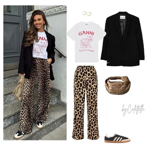 Leopard Pants Outfit, Printed Pants Outfits, Leopard Print Outfits, Leopard Print Jeans, Animal Print Pants, Animal Print Outfits, Tshirt Outfits, Fashion Mode, Looks Style