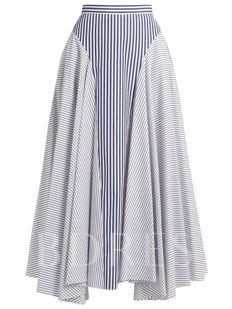 Asymmetrical Hit Color Stripe Patchwork Women's Skirt Skirt Inspiration, Printed Long Skirt, Adam Lippes, Rock Outfit, Stylish Skirts, Asymmetrical Skirt, Stripe Skirt, Cheap Wedding Dress, Cotton Skirt