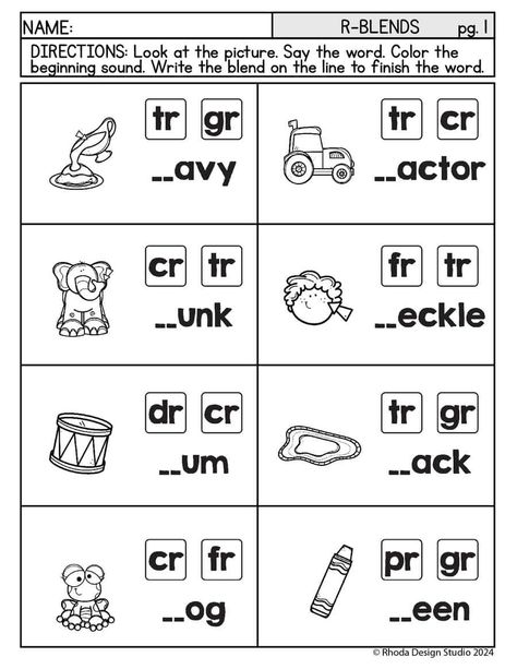 10 Ways to Master R-Blends with Engaging Activities Blending Words, R Blends, Thai Alphabet, Shapes Worksheet Kindergarten, Worksheet Kindergarten, Cvc Worksheets, R Words, Free Preschool Worksheets, Phonics Practice