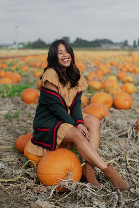 PNW fall pumpkin patch photoshoot blogger ideas and inspo Fall Senior Pictures Pumpkin Patch, Pumpkin Field Photoshoot, Pumpkin Picking Photoshoot, Pumpkin Patch Senior Pictures, Pumpkin Patch Photoshoot Couples, Pnw Fall, Pumpkin Patch Photography, Pumpkin Photoshoot, Fall Wonderland