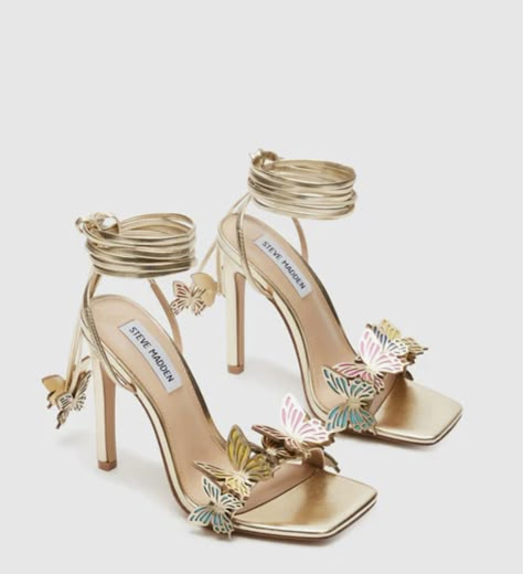 Sandals Ideas, Woman Sandals, Dr Shoes, Cute Shoes Heels, 3d Butterfly, Fancy Shoes, Cute Heels, Womens Summer Shoes, Shoe Inspo