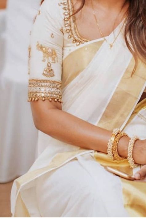 https://myfashioncorners.blogspot.com White Fancy Saree Blouse, Kerala Blouse Designs Latest, Kerala White Saree Blouses, Kasavu Blouse Designs Latest, Malayali Thaali Design, White Silk Saree Blouse Designs, Kerla Silk Saree White Blouse, Set Mundu Blouse Designs Latest, White Blouse Work Designs