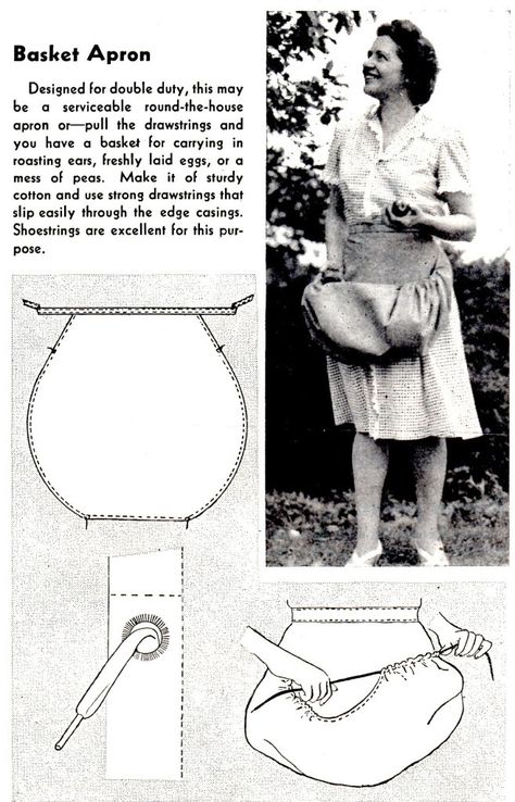 Basket Apron, Apron Vintage, Sew Ins, Sewing Aprons, Aprons Patterns, Aprons Vintage, Creation Couture, Sewing Projects For Beginners, Vintage Crafts