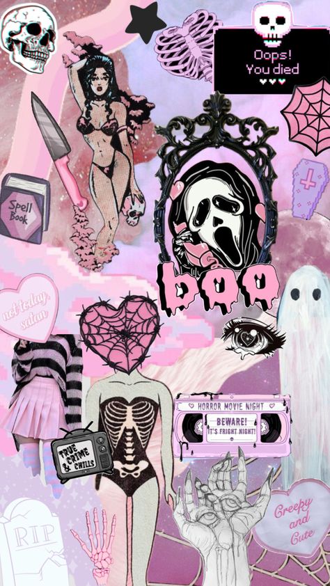 Pastel Goth Art, Goth Kawaii, Halloween Wallpaper Iphone Backgrounds, Halloween Wallpaper Cute, Pastel Halloween, Scary Wallpaper, Goth Wallpaper, Crochet Work, Mood Wallpaper