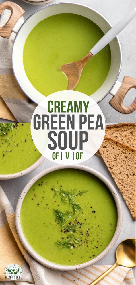 Healthy Pea Soup, Green Peas Soup Recipe, Frozen Pea Soup Recipe, Green Peas Soup, Creamy Pea Soup, Green Pea Soup Recipe, Vegan Pea Soup, Green Soups, Sweet Pea Soup