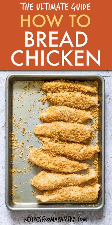 Want to learn how to bread chicken? Just follow my simple techniques, tips, and tricks to make perfect breaded chicken that cooks up evenly and turns out golden and crispy every time. No more soggy and gloppy mess! You'll love just how easy it is to bread chicken at home. Click through to find out how to bread chicken two ways!! #howtobreadchicken #breadedchicken #chickenrecipes #easychickenrecipe #breadedchickentenders #howto #glutenfree #airfryerchicken #bakedchicken How To Bread Chicken Tenders, How To Bread Chicken, How To Make Breaded Chicken, Chicken Breading Recipe, Simple Breaded Chicken, Breading For Chicken, Easy Breaded Chicken, Breading Chicken, Bread Chicken