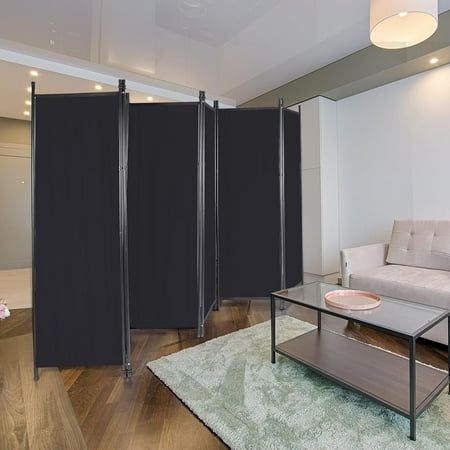 A room screen can not only create a private space for us, it can also play a very good decorative effect. Our wheeled room dividers are easy to move. Whether you put it in the entrance or the restaurant is a good choice. A room screen can effectively improve the utilization of space. REDCAMP is a professional outdoor equipment brand. By adhering to the concept of "Focus on outdoor gears, Made for outdoor life", we strive to provide our customers with the best outdoor experience and post-sales services. Trust Redcamp, enjoy the nature! Size: 6 Panel.  Color: Black. Portable Divider Wall Ideas, Semi Permanent Room Divider, Room Divider Ideas Basement, Bedroom Living Room Divider, Room Privacy Divider Ideas, Temporary Partition Wall Ideas, Room Divider Ideas For Studio Apartments, Adding A Wall To Divide A Room, Easy Basement Makeover