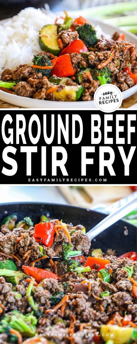 Stir Fry With Vegetables, Stir Fry Easy, Ground Beef Stir Fry, Zucchini Stir Fry, Beef Stir Fry Recipes, Healthy Ground Beef, Healthy Dinner Recipe, Delicious Family Meals, Paleo Beef