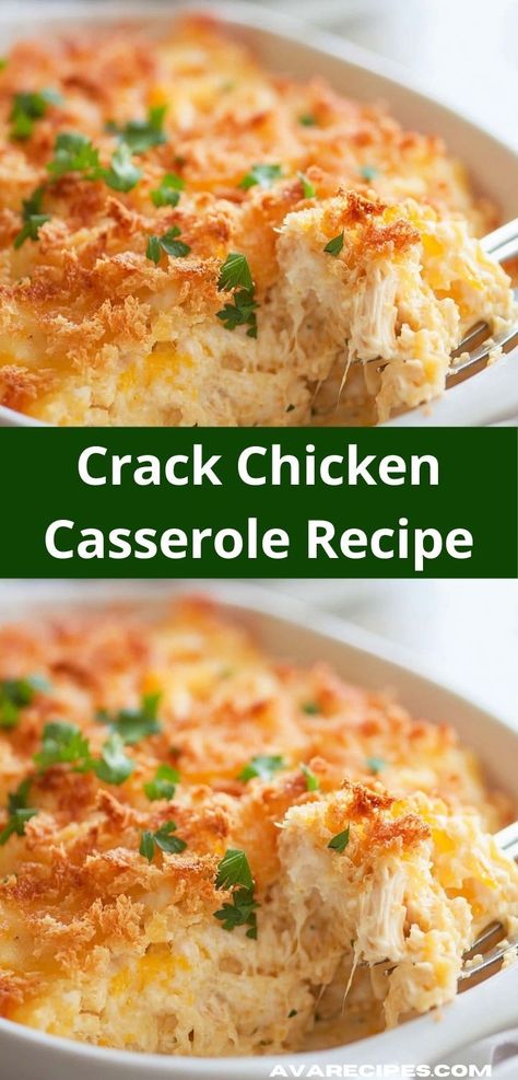 Discover the ultimate comfort food with this Crack Chicken Casserole Recipe! Its rich flavors and creamy texture create a satisfying meal that’s perfect for gatherings or cozy family dinners. Easy to make, too! Cracked Chicken, Creamy Chicken Casserole, Yummy Casserole Recipes, Chicken Casserole Recipe, Hearty Casseroles, Ground Beef Casserole, Comfort Dishes, Cheesy Recipes, Easy Casserole Recipes