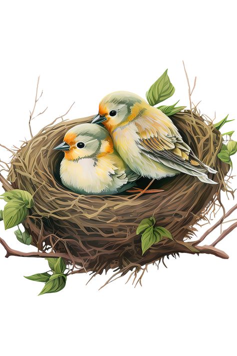 Cute Birds Pics, Birds Nest Drawing, Bird Nest Drawing, Nest Pictures, Bird Nest Art, Nest Drawing, Bird In A Nest, Birds In A Nest, Birds In Nest