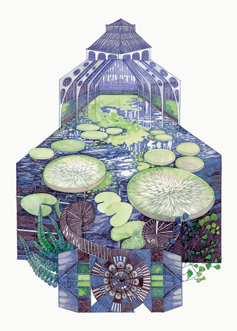 Lucille Clerc, Handmade Prints, Hebden Bridge, Garden Illustration, Architecture Ideas, Photography Illustration, Kew Gardens, Visionary Art, Print Designs Inspiration