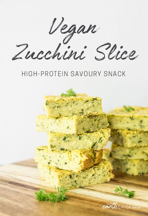 Easy Vegan Zucchini Slice Recipe (made with chickpea flour) - Earth Chick Healthy Snack For School, Snack For School, Vegan Zucchini Recipes, Savoury Slice, Slice Recipe, Work Lunches, Zucchini Slice, Vegan Zucchini, Food Snack