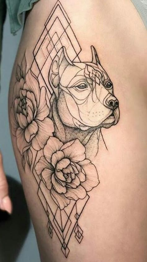 Pitbull Tattoo For Women, Staffy Tattoos, Rottweiler Tattoo, Tatoo Dog, Dog Tattoo Ideas, Pitbull Tattoo, Dog Memorial Tattoos, Geniale Tattoos, Memorial Tattoos