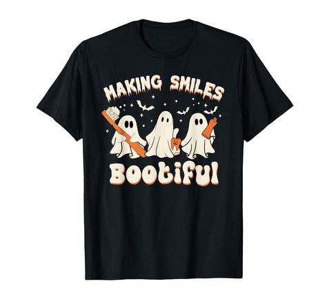 PRICES MAY VARY. Funny Dental Halloween Making Smiles Bootiful features tooth halloween boo, pumpkin, ghost sppoky design is perfect gifts for Pediatric Dentist, Fall Dental Assistant, Dental Hygienist, Dentist life, dental team, dentists lovers. Making Smiles Bootiful Trick or Teeth Halloween Outfit for Tooth Doctor, future dentist who want to celebrate the Halloween holiday with a cool Teeth costume idea for Hlw party 2023. Collect candy wearing this groovy tee clothing pj pajama outfit appare