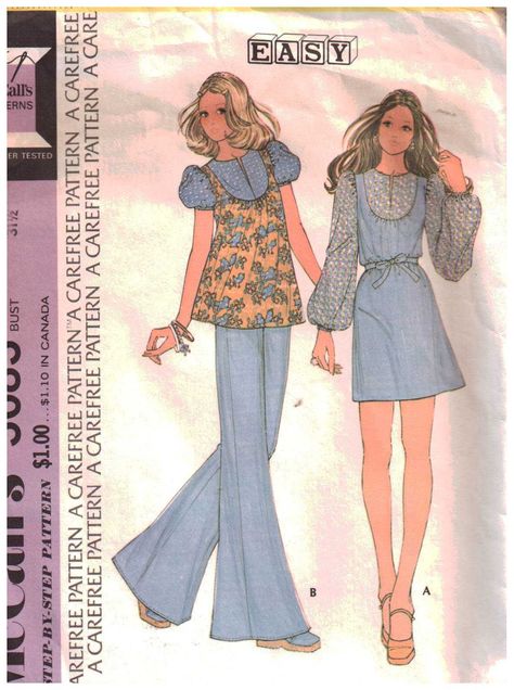 McCall's 3683 Dress, Top Size: 8 Bust 31.5 Used Sewing Pattern https://is.gd/AkEqjF #McCallS, #SewingPattern Pattern-Walk Girls Boho Dress, 70s Sewing Patterns, Mccalls Patterns Dress, Sewing Patterns Dresses, 1970s Sewing Patterns, Retro Sewing Patterns, Fashion Illustration Vintage, Easy Dress, Sewing Patterns Girls