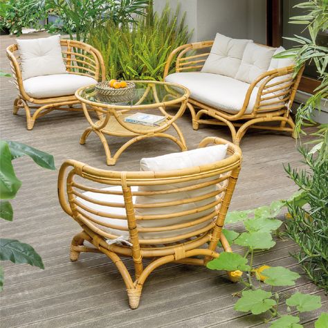 Bamboo Outdoor Furniture, Bamboo Chair Design, Rattan Chair Living Room, Ratan Furniture, Bamboo Furniture Design, Cane Sofa, Bamboo Outdoor, Bamboo Sofa, Bamboo Decor