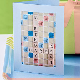 Cute DIY birthday card Scrabble Cards, Cards Diy Easy, Scrabble Crafts, Birthday Card Craft, Homemade Birthday Cards, Happy Cards, Birthday Card Design, Birthday Diy, Birthday Cards Diy