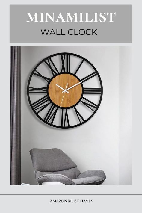 This elegant wall clock combines timeless design with modern functionality, making it a perfect addition to any home decor. Amazon Wall Art, Minimalist Wall Clock, Minimalist Wall Clocks, Roman Numbers, Wood Wall Clock, Wall Clocks, Battery Operated, Wood Wall, Timeless Design