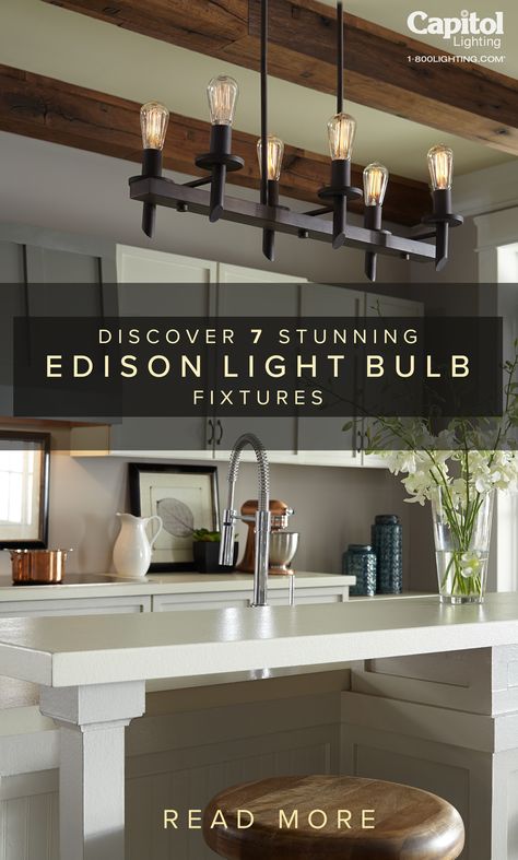 7 stunning fixtures, featuring the vintage Edison light bulb. Edison Bulb Lighting, Edison Bulb Light Fixtures, Fixer Upper Home, Edison Light, Filament Bulb Lighting, Room Of One's Own, Edison Lighting, Activity Board, Fireplace Decor