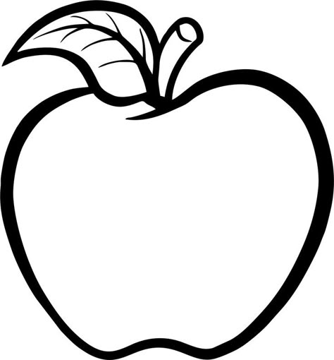 Apple Black And White, Apple Outline, Apple Clip Art, Apple Picture, Fruit Coloring Pages, Farm Animal Coloring Pages, Fruits Drawing, Apple Art, Apple Coloring