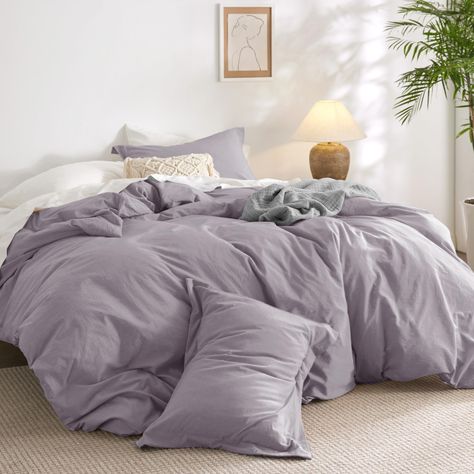 PRICES MAY VARY. Plain and Simple: Yarn-dyed for a simple yet elegant look, this duvet cover set features a subtle dual color effect, instantly refreshing your home decor with classic style. Made with Pure Cotton: Made with 100% pure cotton, this cotton duvet cover set offers exceptional breathability with extra softness to provide the utmost coziness year round. Prewashed Texture: This washed cotton duvet cover set has been prewashed to achieve a naturally relaxed look that adds an extra layer Simple Duvet Cover, Blue Gray Bedroom, Bohemian Bedding Sets, Boho Duvet, Duvet Cover Queen, Blue Comforter, 100 Cotton Duvet Covers, Bedding Inspiration, Blue Duvet