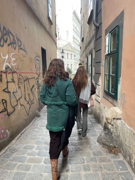 Walking through Vienna streets in winter, cold weather outfits Ganni Knee High Boots Outfit, Ganni City Boots Outfit, Ganni Cowboy Boots, Ganni Western Boots, Brown Boots Outfit, Western Brown, Brown Western Knee-high Boots With Snip Toe, Lazy Oaf, Brown Suede