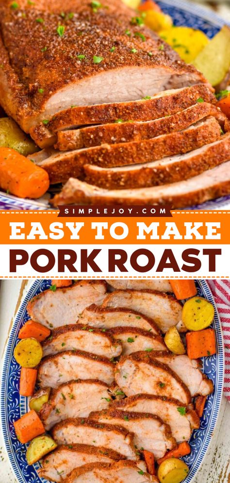 This easy pork roast recipe only takes 5 minutes to prep! Moist and juicy inside with a crispy exterior, this oven-roasted pork loin is such a delicious Thanksgiving main dish. Put this on your Thanksgiving dinner party menu! 3 Lb Pork Loin In Oven, How To Cook Pork Loin Roast, Half Loin Boneless Pork Loin Roast, Quick Pork Roast Recipes, Boneless Pork Top Loin Roast Recipes, 2 Lb Pork Loin Roast Oven, Recipe For Pork Loin Roast, Roast Pork Loin Recipes, Pork Top Loin Roast Recipes