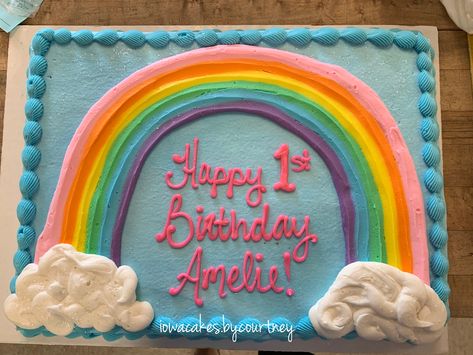 Pastel Rainbow Sheet Cake Birthday, Pastel Rainbow Sheet Cake, Rainbow Sheet Cake Ideas, Rainbow Sheet Cake Birthday, Rainbow Sheet Cake, Adoption Cake, Unicorn Pasta, Ivy Cake, Birthday Sheet Cake