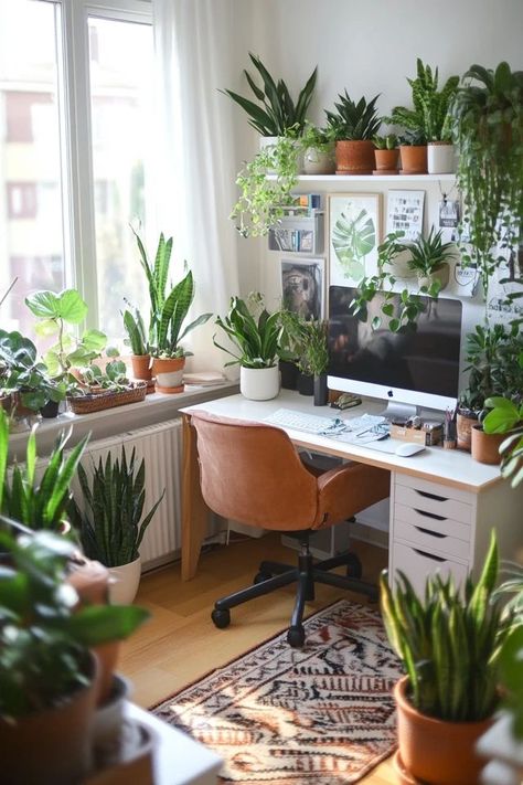 Improve air quality and add a touch of nature to your home office with indoor plants. Discover the best plants for a fresher workspace. 🌿🍃 #IndoorPlants #CleanAir #GreenHomeOffice Green Workspace, Green Home Offices, Green Room Decor, Best Plants, Home Office Setup, Green Rooms, Office Setup, Desk Set, Deep Breath