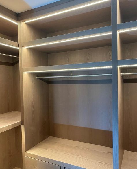 Wardrobe Rail, Bespoke Wardrobe, Wardrobe Lighting, Dream Closet Design, Wardrobe Organisation, Joinery Details, Wardrobe Accessories, Rope Light, Closet Design