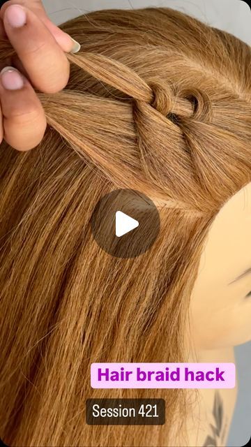 Easy Braid Tutorial Videos, Hair Styles For Girls Braids, Hair Braid Ideas Easy, Easy Braided Hairstyles Medium Hair, Long Hair French Braid Styles, Braided Hair Designs, Cute Hair Dues, Easy Braid Hacks, Sporty Updos For Long Hair