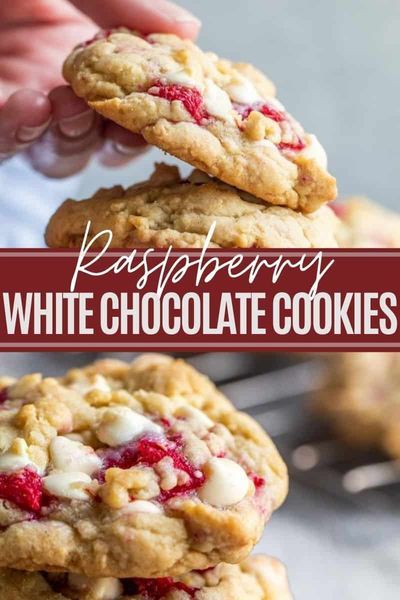 Recipes White Chocolate Chips, White Raspberry Cookies, Cookies With Raspberries, White Chocolate Raspberry Cookies Recipe, Baking White Chocolate, 6 Oz Cookies, Cookie White Chocolate Chip, Holiday Bakery Ideas, Fresh Raspberry Cookies