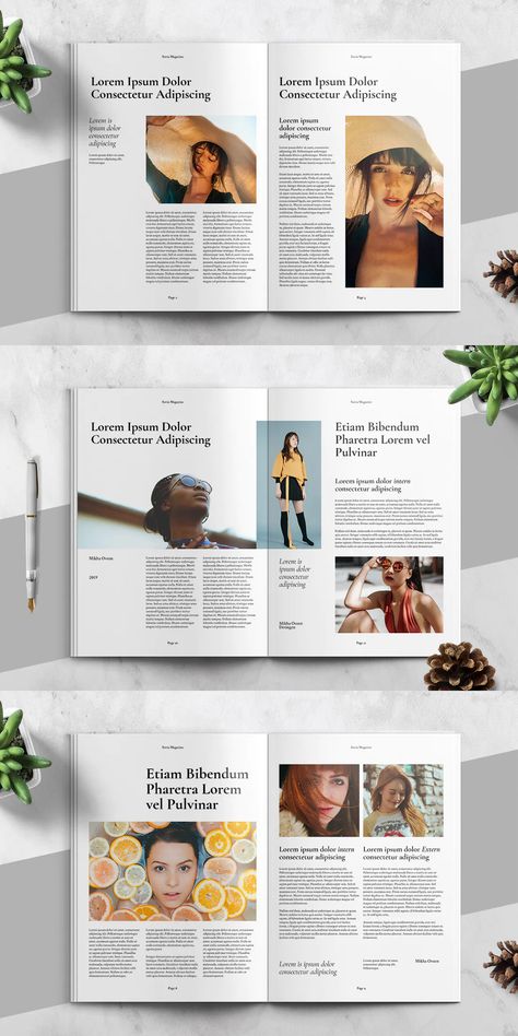 Minimalist Aesthetic Fashion Magazine Template INDD - 24 unique pages Minimalistic Magazine Design, Magazine Layouts Aesthetic, Magazine Page Aesthetic, Fashion Editorial Magazine Layout, Section Page Design, Minimalist Magazine Design, Book Layout Design Minimalist, Magazine Pages Design, Magazine Template Aesthetic