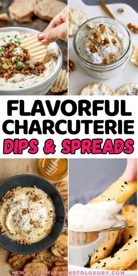 19+ Best Charcuterie Dips and Spreads To Accompany Your Board Charcuterie Dips, Dips And Spreads, Charcuterie Spread, Charcuterie Inspiration, Charcuterie Cheese, Charcuterie Recipes, Cheese Spread, Charcuterie Boards, Charcuterie Board