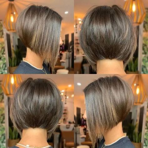 Soft Stacked Bob for Fine Hair Kort Bob, Trendy Short Hairstyles, Angled Bob Haircuts, Angled Bob Hairstyles, Fine Curly Hair, Kadeřnické Trendy, Stacked Bob Haircut, Hair Cutting Techniques, Bob Haircut For Fine Hair