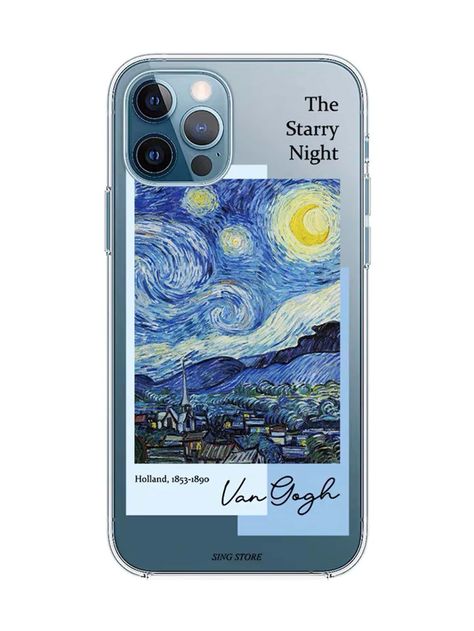 Multicolor    TPU Graphic,Slogan Phone Cases Embellished   Phone/Pad Accessories Painting For Phone Case, Starry Night Phone Case, Desenhos Van Gogh, Phone Case Painting, Clear Phone Case Design, Painted Phone Case, Phone Case Ideas, Phone Case Art, Phone Case Diy Paint