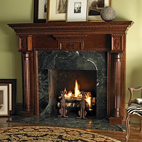 Wood Mantels Collection - Traditional Wood - Fireplace Mantels Surrounds - MantelsDirect.com Victorian Family Room, Marble Fireplace Makeover, Wooden Fireplace Mantle, Stained Fireplace, 1920s Fireplace, Fireplace Mantels Decor, Victorian Fireplace Mantels, Insert Fireplace, Wooden Fireplace Surround