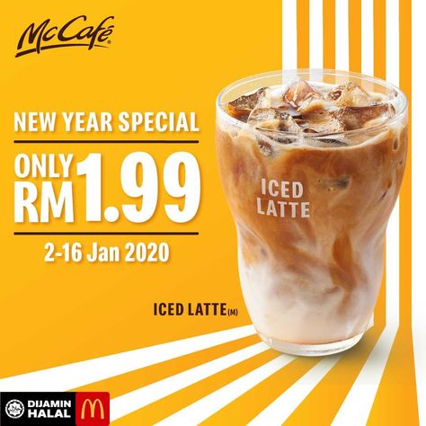 Graphic Design Promotion, Food Promotion Design, New Year Ads, Coffee Promotion, Promotion Poster Design, New Year Promotion, Poster Drink, Ice Latte, Poster Promotion