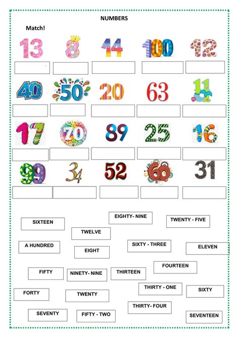 Numbers 1-100 online worksheet for GRADE 2. You can do the exercises online or download the worksheet as pdf. Worksheet Numbers, Number Words Worksheets, Ingles Kids, Materi Bahasa Inggris, Numbers 1 100, Numbers Worksheets, English Activities For Kids, English Worksheet, 1 To 100