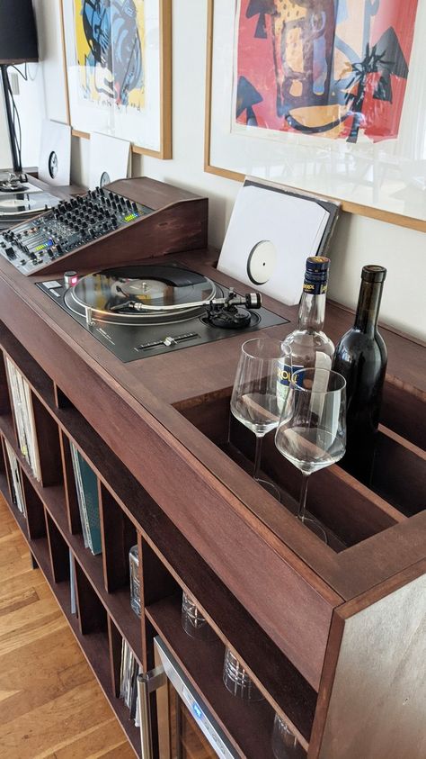 Mark Farina on Twitter: "https://t.co/e4liwixzt3" / Twitter Record Turntable Cabinet, Vinyl Stand Record Storage, Turntable Furniture Design, Vinyl Records Storage Ideas, Vinyl Station, Dj Furniture, Steampunk Interior Design, Vinyl Record Furniture, Vinyl Stand