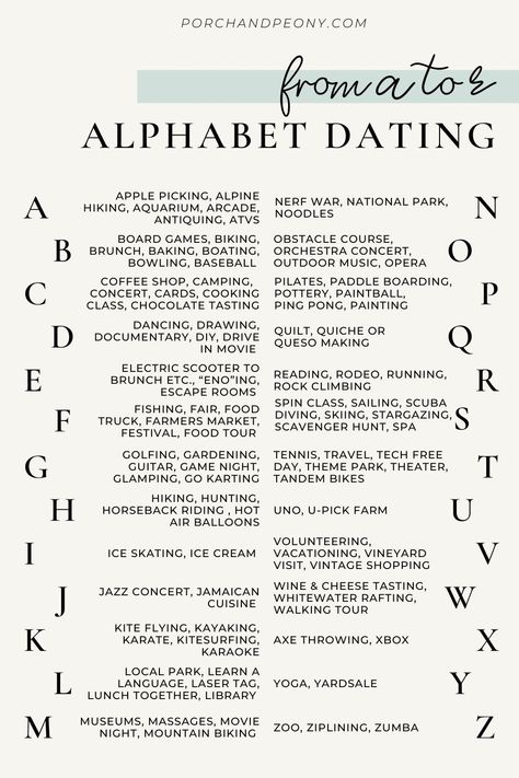 Give The Gift Of Time This Valentines With Alphabet Dates From A To Z Gift Ideas For Him Anniversary, Alphabet Dating List, Date Ideas A-z, Alphabet Date Ideas A-z, Alphabet Date Night Ideas, A To Z Dates, A Z Dates, A To Z Date Ideas, A-z Date Ideas