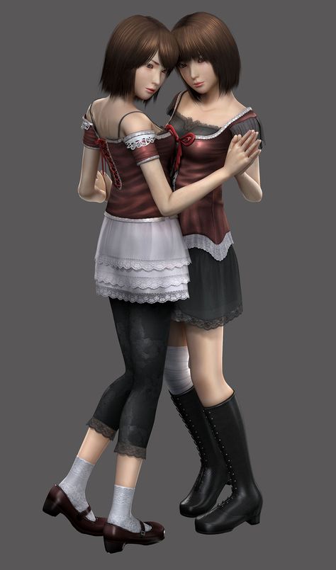 Mio & Mayu Fatal Frame Mayu Fatal Frame 2, Mio And Mayu Fatal Frame, Fatal Frame 2 Crimson Butterfly, Mio Fatal Frame, Fatal Frame Crimson Butterfly, Project Zero Fatal Frame, Horror Protagonist, Video Game Outfits, Project Zero