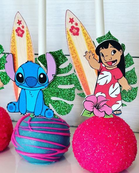 Lilo Stitch Cake Pops, Stitch Theme Sleepover, Stitch Birthday Cake Pops, Stitch Cakepops, Kilo And Stitch Birthday Party, Lilo And Stitch Birthday Party Ideas Diy, Lilo And Stitch Cake Pops, Stitch First Birthday, Stitch Cake Pops