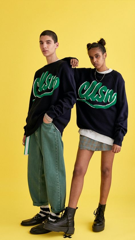 Unisex logo jumper : Knitwear : Collusion Streetwear Photoshoot Ideas, Streetwear Photoshoot, Studio Poses, Unisex Clothes, People Poses, 50 Style, Photoshoot Concept, Looks Street Style, Clothing Photography