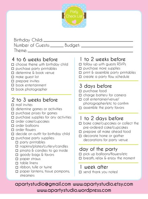 Printable Party Check List and Timeline Birthday Checklist, Baby Shower Planning Checklist, Party Planner Template, Birthday Party Checklist, Birthday Planner, Baby Shower Checklist, Party Planning Checklist, Birthday Party Planner, Party List