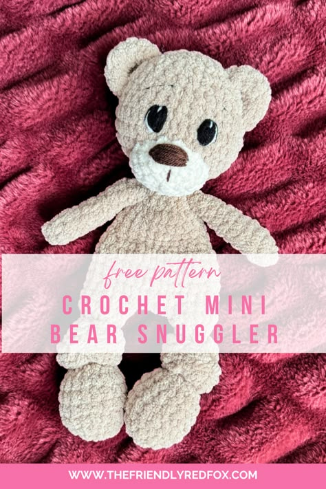 This Free Bear Crochet Lovey pattern creates a sweet gift or cuddly friend. Whether you call this a lovey or a snuggler, this pattern is a half plush animal, half blanket- the best of both worlds! Crocheted Bear Lovey, Bear Snuggler Crochet Pattern, Crochet Stuffies Free Pattern Easy, Crochet Lovey Pattern, Toys Quotes, Lovey Blanket Pattern, Crochet Lovey Free Pattern, Crochet Baby Gifts, Crochet Market