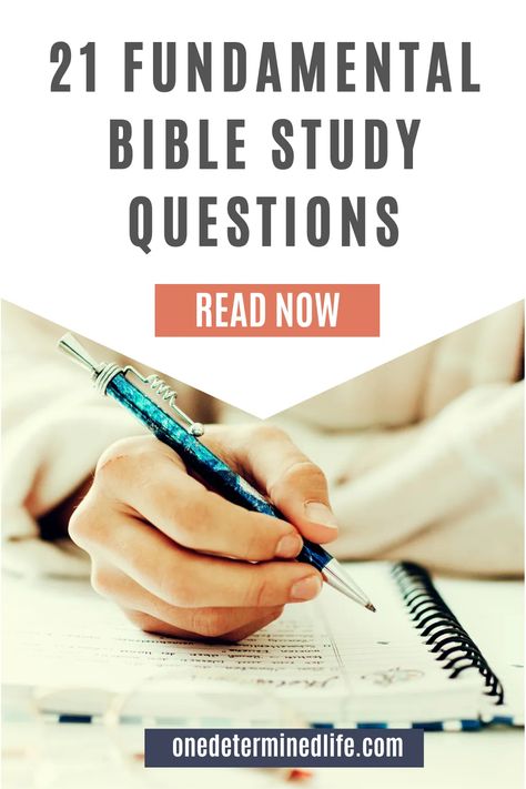 In this post you will learn 21 fundamental Bible study questions to ask. When I was a teenager, I learned how to study the Bible. These camps would give me a hunger to learn more and dig into God’s word on my own. If you are new to Bible study or want to know more about it I encourage you to start with these 20 fundamental Bible study questions. These are general questions you can ask of ANY passage. Click to read 21 fundamental Bible study questions on www.onedeterminedlife.com Bible Study Questions, Business Mom, Bible Studies For Beginners, Study The Bible, Understanding The Bible, Faith Blogs, Bible Study Methods, Bible Study Tips, Faith Journey